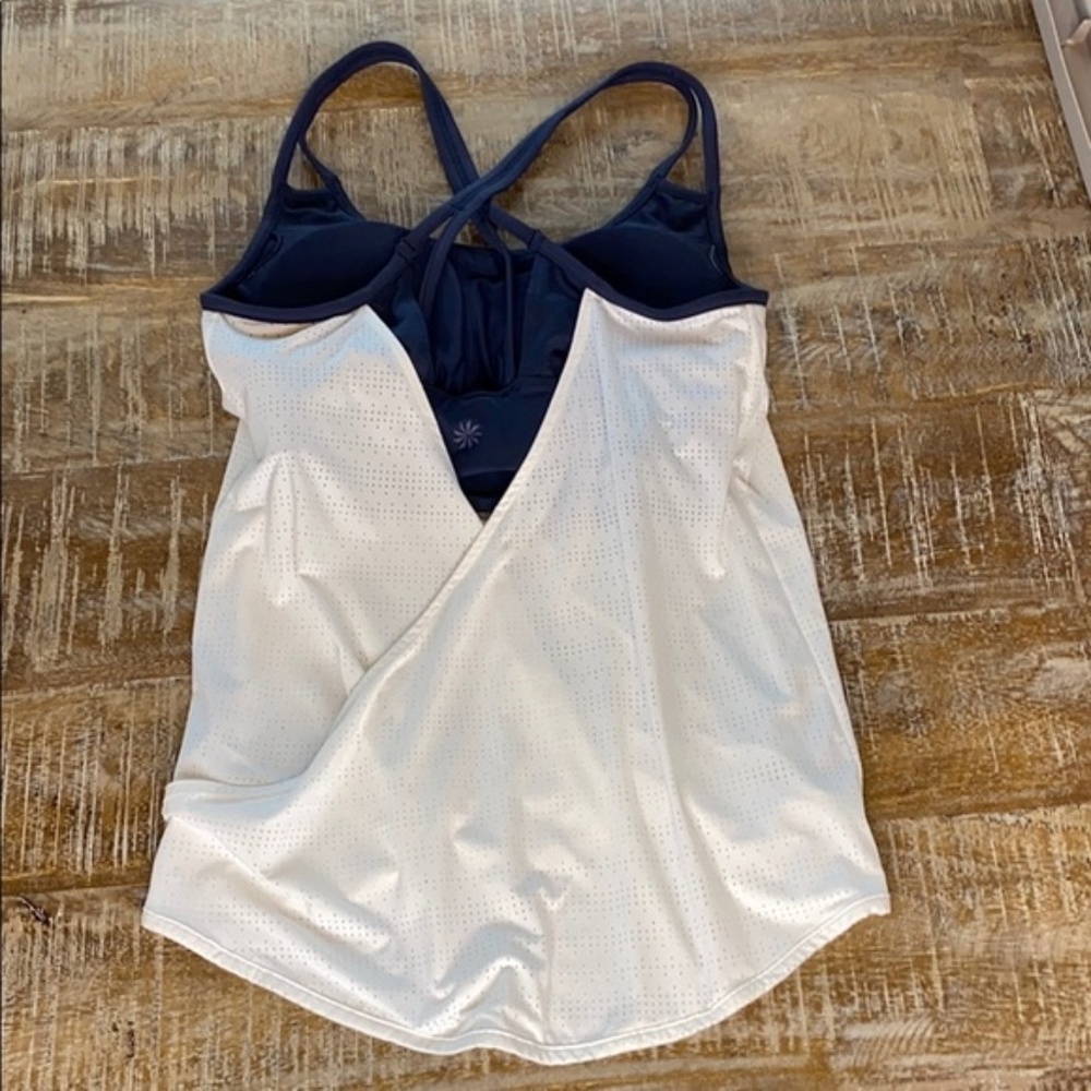 Athleta Athletic Tank Size Small white and navy